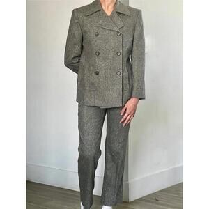 Ann Taylor Vintage Gray Double-Breasted Suit Set